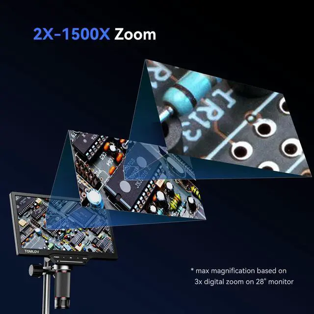 Alt view image 7 of 7 - DM202 3K Digital Microscope: 10.1" HDMI LCD Microscope, 38MP Coin Microscopes Magnifier Camera with Screen for Entire Coins, Micro Soldering Microscopes, TV/PC Compatible, DIY Grid Line, 16GB