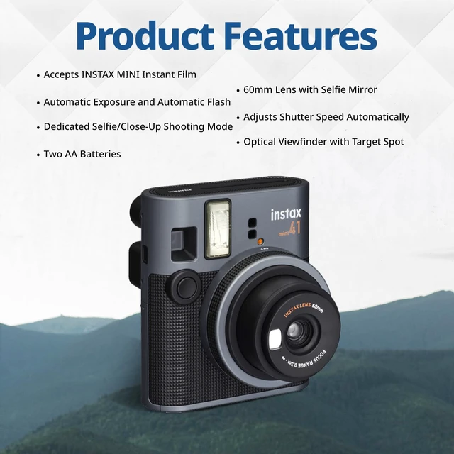 Alt view image 4 of 4 - Mini 41 Instant Film Camera Bundle Instant Photo Camera with Mini Film (20 Sheets), Photo Album, Batteries, Cleaning Cloth & Accessories Great Gift for Kids, Teens & Beginners