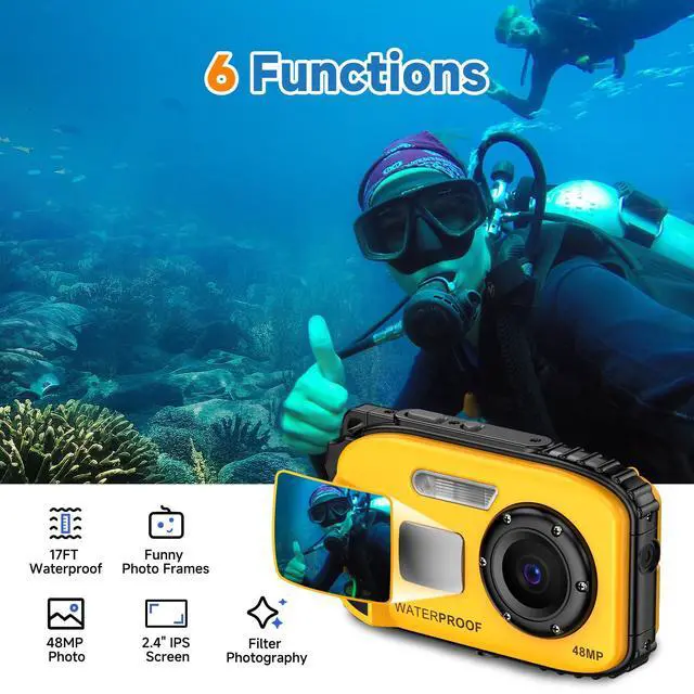 Alt view image 3 of 7 - Underwater Floating Digital Camera 48MP HD Bare-Body Waterproof Camera, No Case Needed for Underwater Fun & Childhood Memories (Orange)