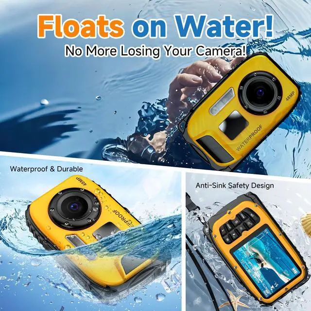 Alt view image 6 of 7 - Underwater Floating Digital Camera 48MP HD Bare-Body Waterproof Camera, No Case Needed for Underwater Fun & Childhood Memories (Orange)
