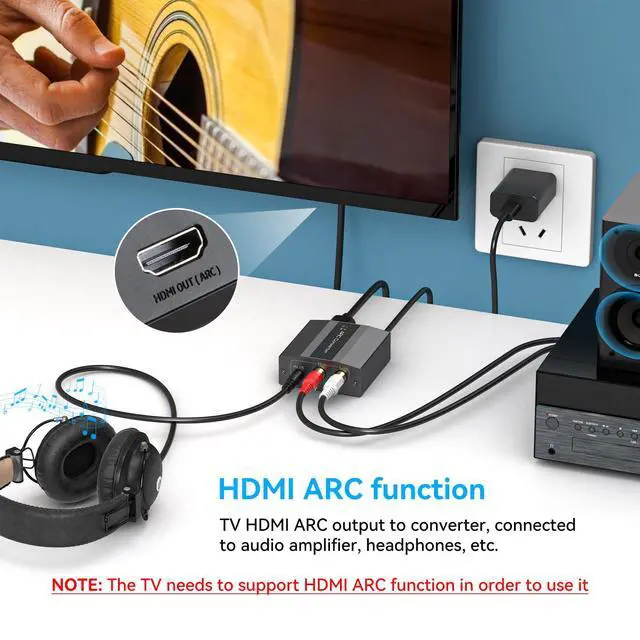 Alt view image 3 of 7 - HDMI ARC Adapter 4K60Hz HDMI ARC Audio Extractor with 3.5mm and L R Stereo Audio for HDTV Soundbar Speaker Amplifier
