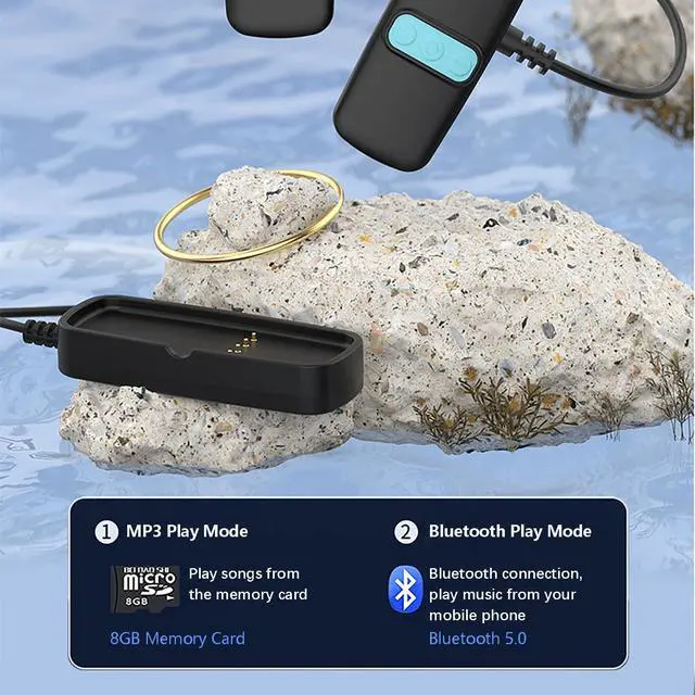 Alt view image 5 of 7 - Bone Conduction Swimming Headphones,Waterproof mp3 Player for Swimming, IPX68 Waterproof Built-in 8GB Drag and Drop MP3, WAV, FLAC Using PC or Mac |Suitable for Swimming, Diving, Skiing and Cycling