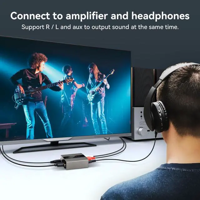 Alt view image 6 of 7 - HDMI ARC Adapter 4K60Hz HDMI ARC Audio Extractor with 3.5mm and L R Stereo Audio for HDTV Soundbar Speaker Amplifier