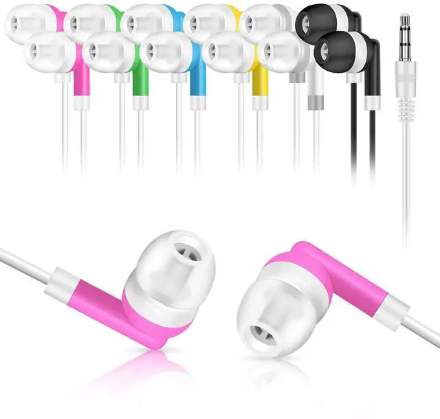 Main image of Kids Bulk Earbuds Headphones 50 Pack for Classroom School Students | Wholesale Wired Earphones with 3.5 mm Jack Multi Colored for Computer Chromebook Laptop PC