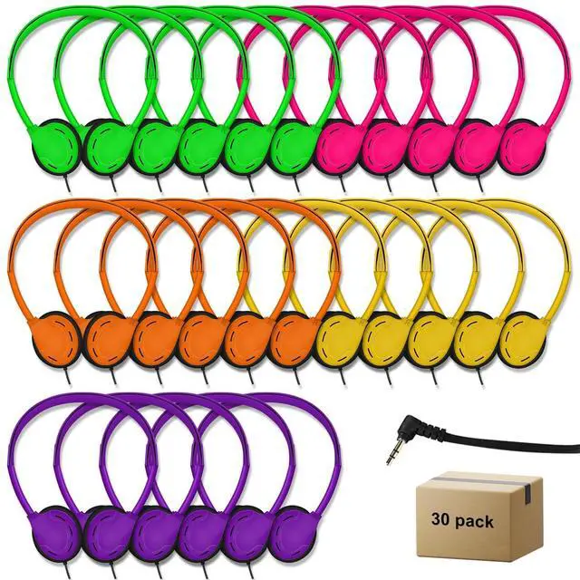 Main image of 30 Pack Class Set Headphones for Kids Students School Classroom Headphones Bulk Earphones Adjustable with 3.5 mm Jack for Library Children Adults(005 Multi Color)
