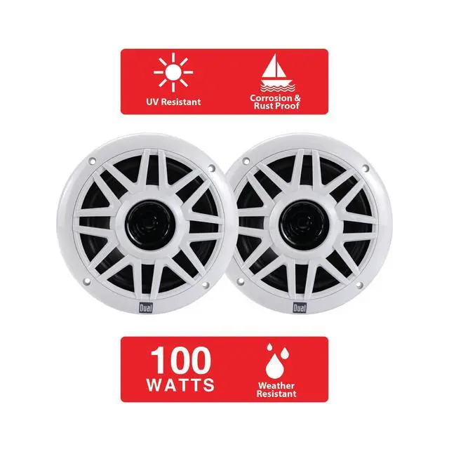 Alt view image 2 of 7 - DMP623 6.5" Marine Speakers Pair 100W Peak Weatherproof | Weather & UV resistant, 100W peak 20W RMS per speaker, high performance marine sound, white finish, for boat audio
