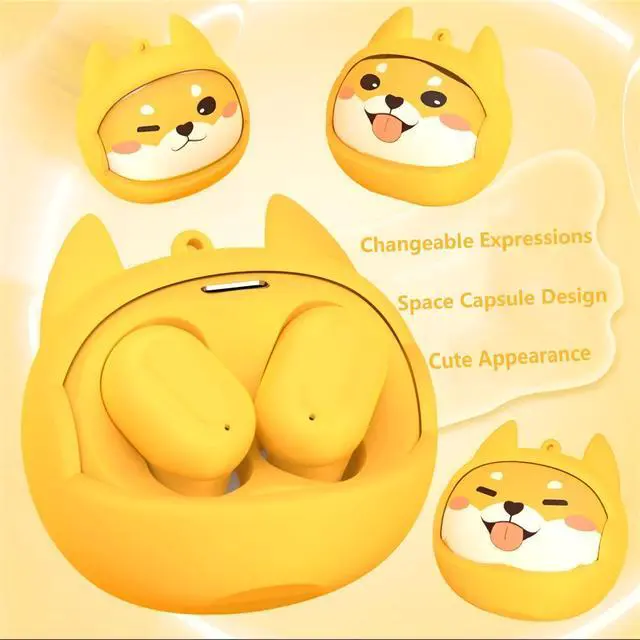 Alt view image 2 of 7 - Kids Wireless Earbuds with Rotating Chaging Case Dog Wireless Bluetooth Earbuds for Kids, Kid Ear Buds with Mic, 88dB Safe Volume, Earphones Earpods in-Ear for Android iOS Cell Phone Laptop