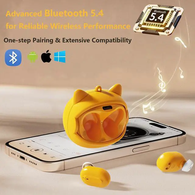 Alt view image 3 of 7 - Kids Wireless Earbuds with Rotating Chaging Case Dog Wireless Bluetooth Earbuds for Kids, Kid Ear Buds with Mic, 88dB Safe Volume, Earphones Earpods in-Ear for Android iOS Cell Phone Laptop