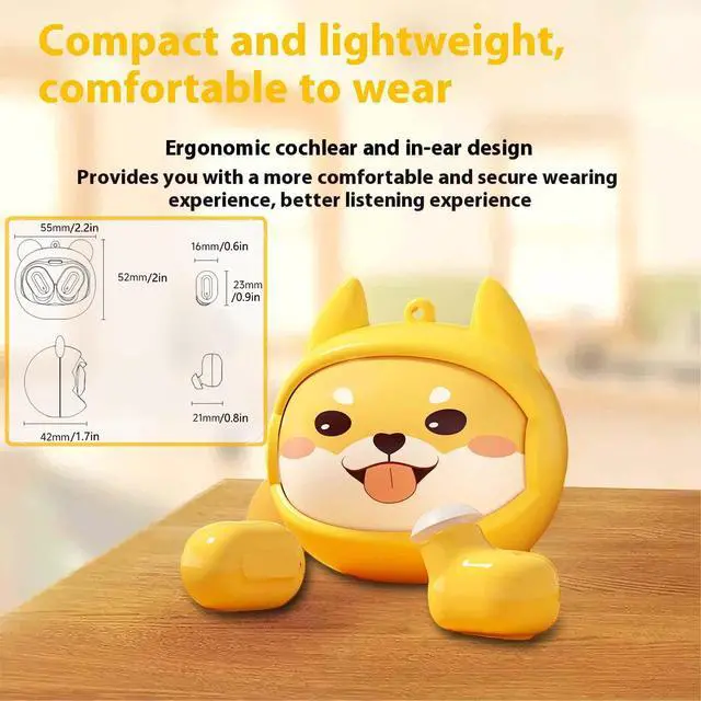 Alt view image 6 of 7 - Kids Wireless Earbuds with Rotating Chaging Case Dog Wireless Bluetooth Earbuds for Kids, Kid Ear Buds with Mic, 88dB Safe Volume, Earphones Earpods in-Ear for Android iOS Cell Phone Laptop