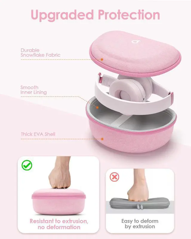 Alt view image 3 of 7 - Hard Headphone Case for Beats/Skullcandy/JBL Tune/Bose/JLab/BERIBES/TOZO | for Over-Ear Foldable Headphones, Upgraded Splashproof, Headset Universal Travel Organizer Bag