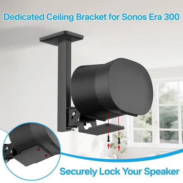 Alt view image 6 of 6 - Swivel and Tilt Ceiling Speaker Mount for Sonos Era 300 Ceiling Mount Black - Heavy Duty Speaker Ceiling Mount for Sonos Era 300 Mount Bracket to Enhance Audio Experience, Black
