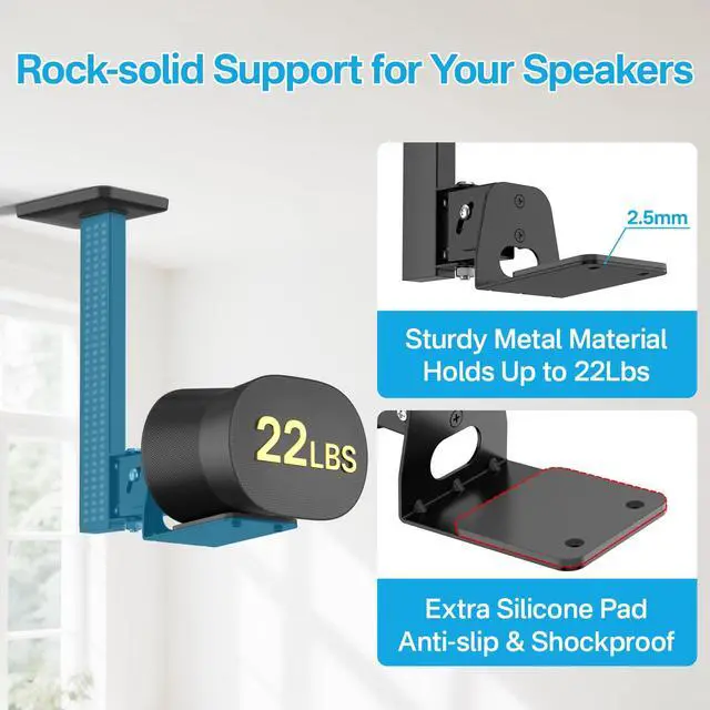 Alt view image 3 of 6 - Swivel and Tilt Ceiling Speaker Mount for Sonos Era 300 Ceiling Mount Black - Heavy Duty Speaker Ceiling Mount for Sonos Era 300 Mount Bracket to Enhance Audio Experience, Black