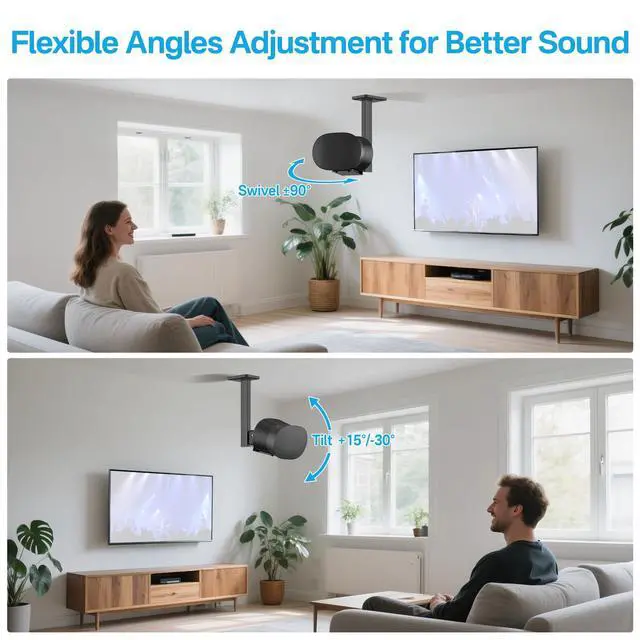 Alt view image 2 of 6 - Swivel and Tilt Ceiling Speaker Mount for Sonos Era 300 Ceiling Mount Black - Heavy Duty Speaker Ceiling Mount for Sonos Era 300 Mount Bracket to Enhance Audio Experience, Black