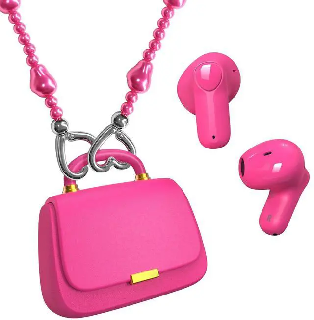 Main image of Wireless Earbuds with Mini Handbag Case, 22H Playtime, Hot Pink | Bluetooth 5.3, 13mm drivers, touch controls and DIY stickers for music, calls, travel, everyday wear and gifting