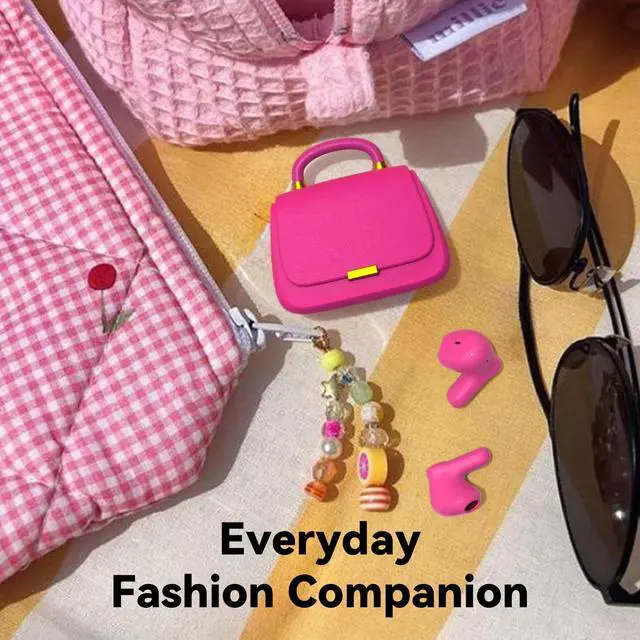 Alt view image 7 of 7 - Wireless Earbuds with Mini Handbag Case, 22H Playtime, Hot Pink | Bluetooth 5.3, 13mm drivers, touch controls and DIY stickers for music, calls, travel, everyday wear and gifting