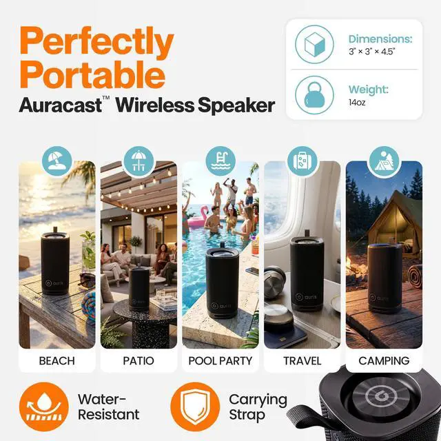 Alt view image 4 of 7 - Orbit S20 Portable Bluetooth Speaker with Auracast Broadcast Audio | Wireless portable speaker with rich sound featuring Auracast broadcast audio for seamless multi-device streaming and sharing