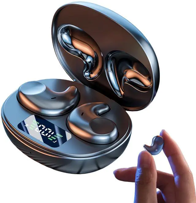 Main image of M52 Sleep Earbuds with Power Display, Mini Invisible Earbuds for Side Sleepers, Wireless Headphones Bluetooth 5.3, 58H Battery, Ultra-Thin Comfort, HD Mic, Vision Beam Sound,Black