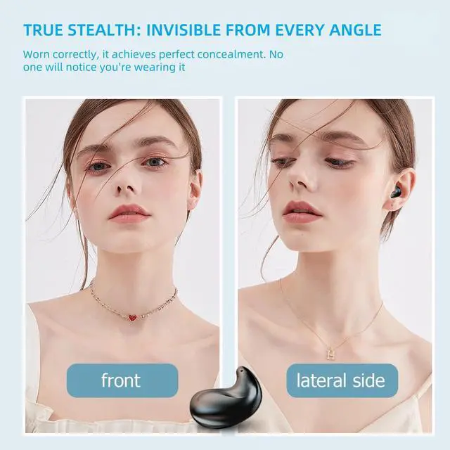 Alt view image 4 of 7 - M52 Sleep Earbuds with Power Display, Mini Invisible Earbuds for Side Sleepers, Wireless Headphones Bluetooth 5.3, 58H Battery, Ultra-Thin Comfort, HD Mic, Vision Beam Sound,Black