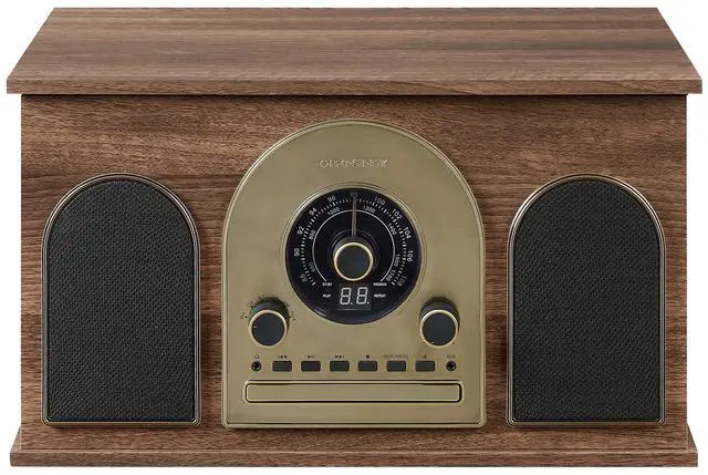 Alt view image 7 of 7 - CR7025A-WA Hayes 8-in-1 Record Player, Walnut | 3-Speed Turntable, Bluetooth In, Built-in Full-Range Stereo Speakers 20W Peak, AM/FM Radio, CD Player