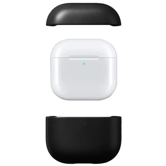 Alt view image 6 of 7 - Airpods 4 Case in Black Leather, AirPods 4 Cover, Compatible with Air Pods 4, Qi and MagSafe Charging Compatible