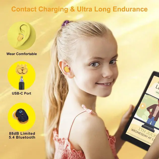 Alt view image 5 of 7 - Kids Wireless Earbuds with Rotating Chaging Case Dog Wireless Bluetooth Earbuds for Kids, Kid Ear Buds with Mic, 88dB Safe Volume, Earphones Earpods in-Ear for Android iOS Cell Phone Laptop