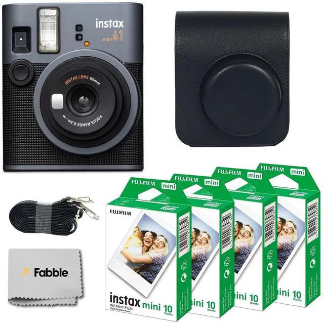 Main image of Instax Mini 41 Instant Film Camera Bundle with Groovy Case for Fuji Instax Mini 41, Twin Pack Film (40 Sheets) and Cleaning Cloth Black (5 Items)