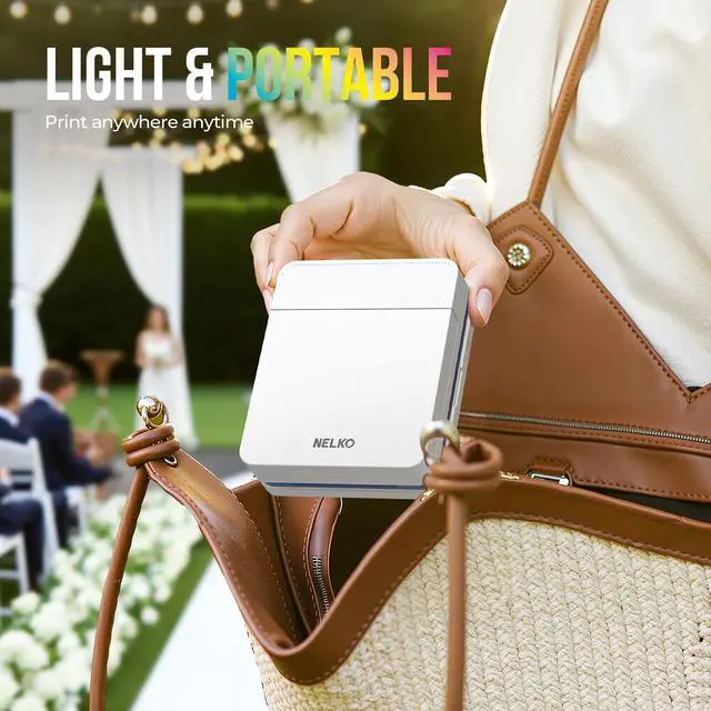 Alt view image 6 of 7 - Portable Photo Printer, PP03 Color Mini Instant Photo Printer, White | Premium Prints, Color Instant Inkjet Printer with 50 Sheets of Photo Paper, Bluetooth, for Party, Family, Travel, DIY