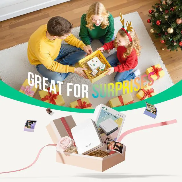 Alt view image 7 of 7 - Portable Photo Printer, PP03 Color Mini Instant Photo Printer, White | Premium Prints, Color Instant Inkjet Printer with 50 Sheets of Photo Paper, Bluetooth, for Party, Family, Travel, DIY
