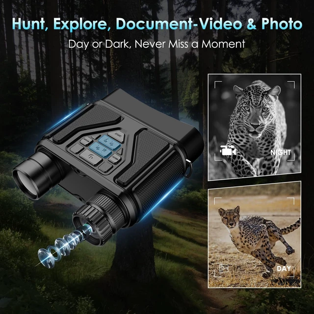 Alt view image 5 of 6 - Night Vision Goggles-Digital Night Vision Binoculars with 8X Zoom & 32GB Card, 4000mAh Rechargeable IR Night Vision for Complete Darkness, Camping Gear, Gifts for Men