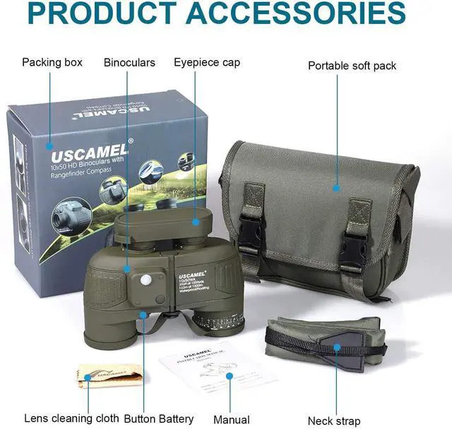 Alt view image 7 of 7 - 10X50 Marine Binoculars for Adults: Binoculars for Sailing Boating | Professional Waterproof Binoculars with Rangefinder Compass for Adults Boating Fishing Navigation Hunting Bird Watching