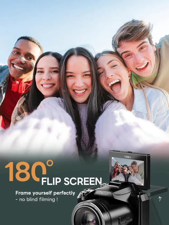 Alt view image 6 of 7 - 8K 64MP Digital Cameras for Photography, Autofocus & Anti-Shake, 16X Zoom, WiFi, with 180° Flip Screen, 64GB TF Card & 2 Batteries, Professional Camera for YouTube Vlogging Live Streaming (Black)