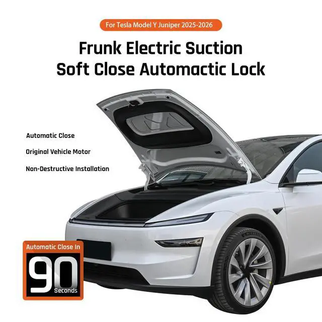 Alt view image 2 of 7 - Hands-Free Automatic Frunk Closer for Tesla Model Y Juniper 2025 2026 - Power Front Trunk Lock with Soft Close - Easy Installation Accessory