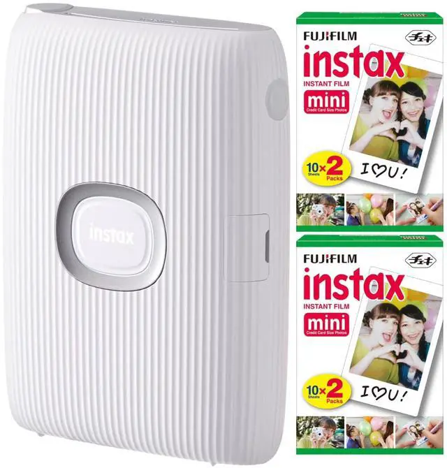 Main image of Instax Mini Link Smartphone Printer (Ash White) + Fuji Instax Mini Film (40 Sheets) - Instax Mini Link Printer Bundle