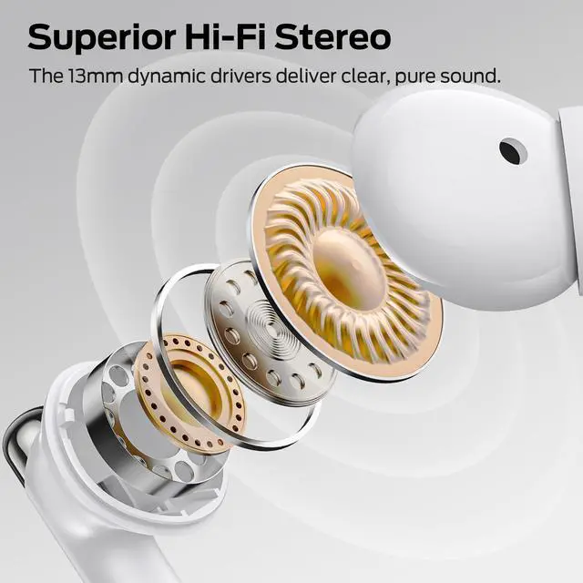 Alt view image 3 of 7 - N-Lite 211 Wireless Earbuds, Bluetooth 6.0 Stereo Headphones with Powerful Bass, Built-in Noise-Cancelling Mic for Clear Calls, LED Display, 36H Playtime, IPX5 Waterproof Design for Sports
