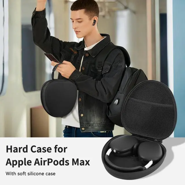 Alt view image 3 of 7 - Case for Apple Airpods Max 2/ Airpods Max Headphones, Hard Portable Carry Travel Cover Storage Bag with Silicone Ear Pad Case/Ear Cups Cover/Headband Covers Accessories for AirPods Max, Black
