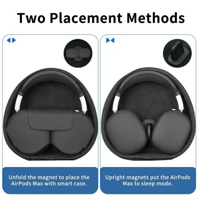 Alt view image 4 of 7 - Case for Apple Airpods Max 2/ Airpods Max Headphones, Hard Portable Carry Travel Cover Storage Bag with Silicone Ear Pad Case/Ear Cups Cover/Headband Covers Accessories for AirPods Max, Black