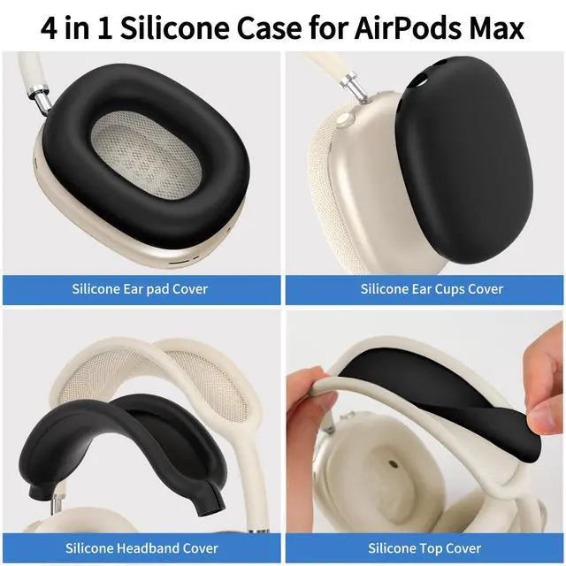 Alt view image 6 of 7 - Case for Apple Airpods Max 2/ Airpods Max Headphones, Hard Portable Carry Travel Cover Storage Bag with Silicone Ear Pad Case/Ear Cups Cover/Headband Covers Accessories for AirPods Max, Black