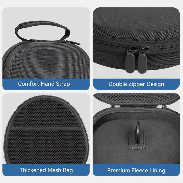 Alt view image 5 of 7 - Case for Apple Airpods Max 2/ Airpods Max Headphones, Hard Portable Carry Travel Cover Storage Bag with Silicone Ear Pad Case/Ear Cups Cover/Headband Covers Accessories for AirPods Max, Black