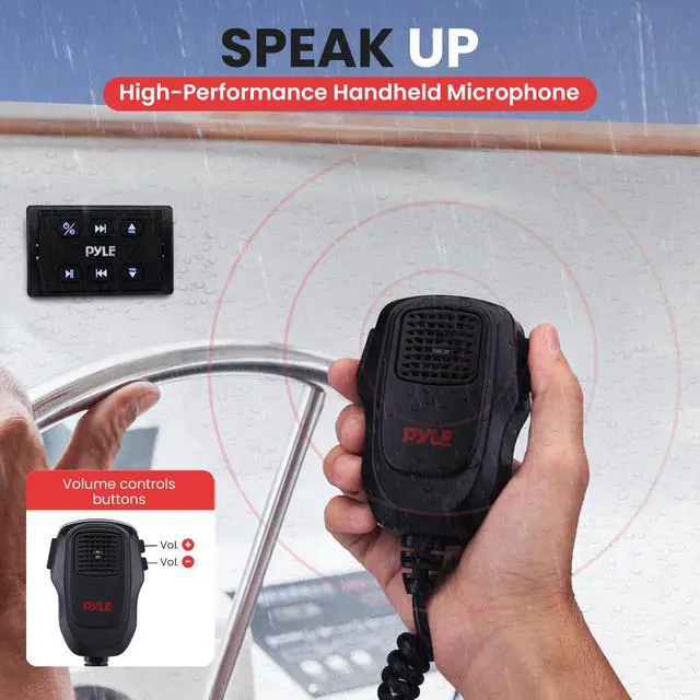 Alt view image 6 of 7 - Marine Bluetooth Receiver and Audio Controller Kit, Wireless Bluetooth Adapter for Stereo with IPX6 Mic, AUX/USB Input, Audio Transmitter and Receiver for Boats, UTVs, and ATVs, 3.8x2.2x1.9