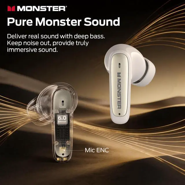 Alt view image 3 of 7 - N-Lite 310 True Wireless Earbuds, Bluetooth 6.0 Headphones Deep Bass, Earbuds with ENC Noise Cancelling Mic for Clear Calls, 32H Playback, Bluetooth Earbuds for Laptop/Phones/Sports, White