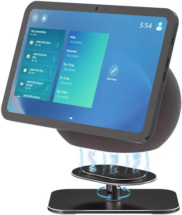 Main image of Adjustable Stand for Echo Show 8/11 (2025 Release) Display, Solid Aluminum Holder with Tilt and Swivel, No-Mount Compact Desktop Design, Anti-Slip Table Stand Without Blocking Audio (Black)
