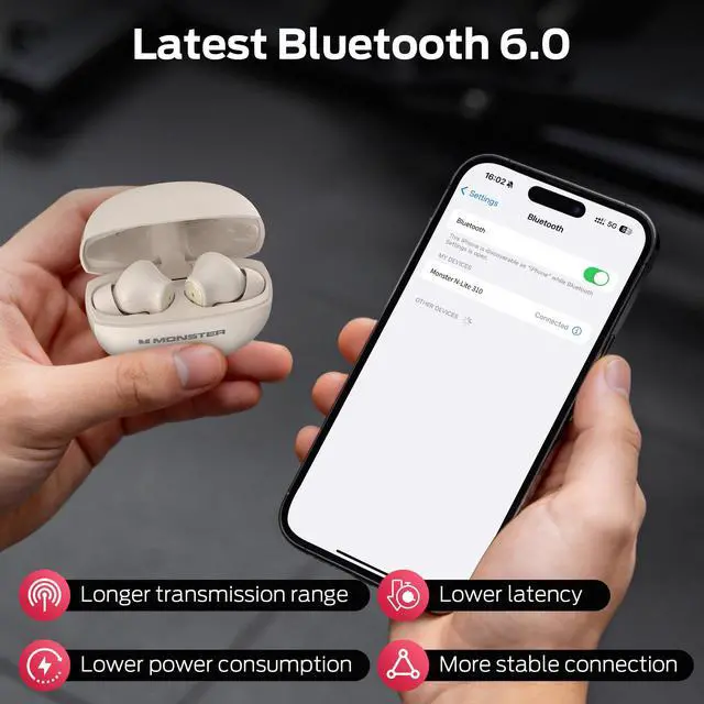 Alt view image 7 of 7 - N-Lite 310 True Wireless Earbuds, Bluetooth 6.0 Headphones Deep Bass, Earbuds with ENC Noise Cancelling Mic for Clear Calls, 32H Playback, Bluetooth Earbuds for Laptop/Phones/Sports, White