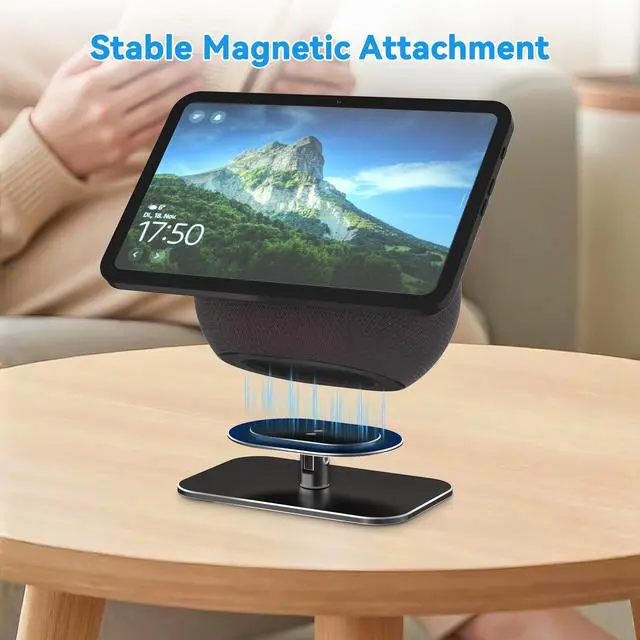 Alt view image 3 of 7 - Adjustable Stand for Echo Show 8/11 (2025 Release) Display, Solid Aluminum Holder with Tilt and Swivel, No-Mount Compact Desktop Design, Anti-Slip Table Stand Without Blocking Audio (Black)