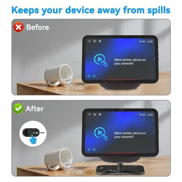 Alt view image 7 of 7 - Adjustable Stand for Echo Show 8/11 (2025 Release) Display, Solid Aluminum Holder with Tilt and Swivel, No-Mount Compact Desktop Design, Anti-Slip Table Stand Without Blocking Audio (Black)