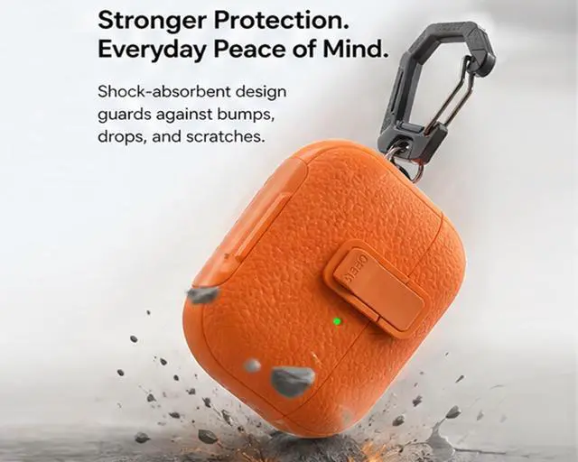 Alt view image 3 of 7 - for Leather AirPods Pro 3 Case 2025 | Retro Air Pods Pro 3 Case with Magnetic Lock | with Phone Holder & Keychain | Airpods 3 Pro Cases Cover for Man Women(Model A2700/A2931)(Orange)