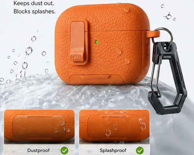 Alt view image 7 of 7 - for Leather AirPods Pro 3 Case 2025 | Retro Air Pods Pro 3 Case with Magnetic Lock | with Phone Holder & Keychain | Airpods 3 Pro Cases Cover for Man Women(Model A2700/A2931)(Orange)