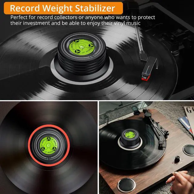 Alt view image 5 of 7 - Record Weight Stabilizer 266g/9.38oz Turntable Clamp Vinyl Weight | with Bubble Level 33/45 Strobe Scale 7mm Spindle Hole Felt Pad for Vinyl LP Record Player 60Hz