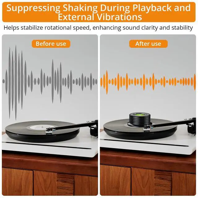 Alt view image 6 of 7 - Record Weight Stabilizer 266g/9.38oz Turntable Clamp Vinyl Weight | with Bubble Level 33/45 Strobe Scale 7mm Spindle Hole Felt Pad for Vinyl LP Record Player 60Hz