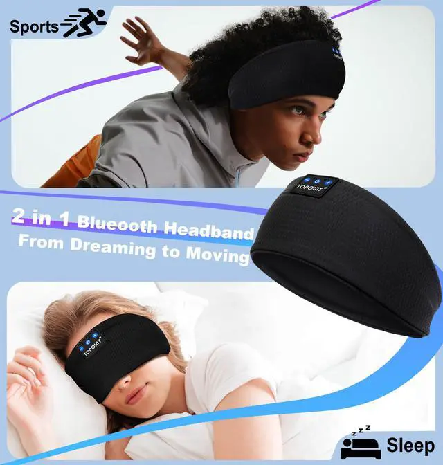 Alt view image 2 of 7 - Sleep Headphones Headband Bluetooth 5.4, Sports Headband Earphones Sleeping Bluetooth Wireless with USB C for Women Men Sports Gifts Workout Jogging Yoga Insomnia Air Travel Meditation