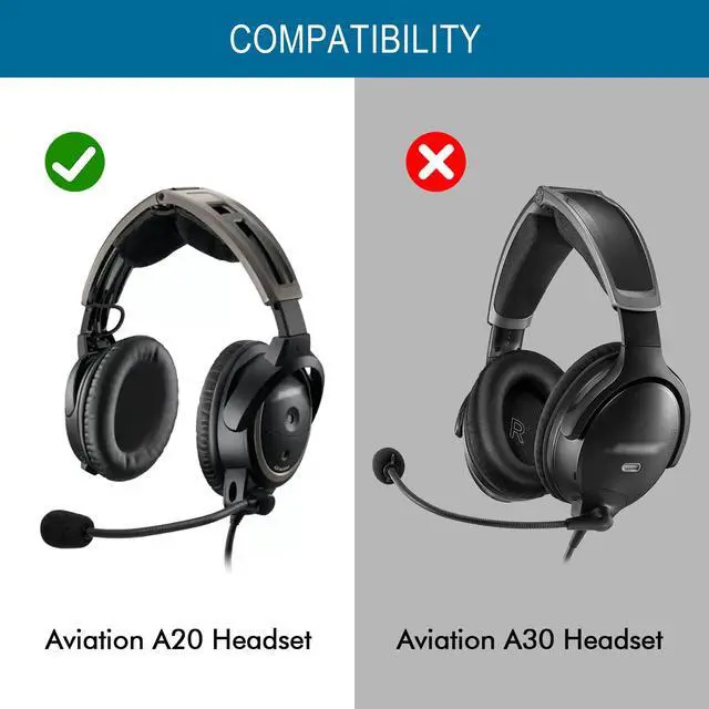 Alt view image 2 of 7 - A20 Ear Pads Replacement, Ear Cushions Cover for Bose A20 Aviation Headset | with High Density Memory Foam (Black)